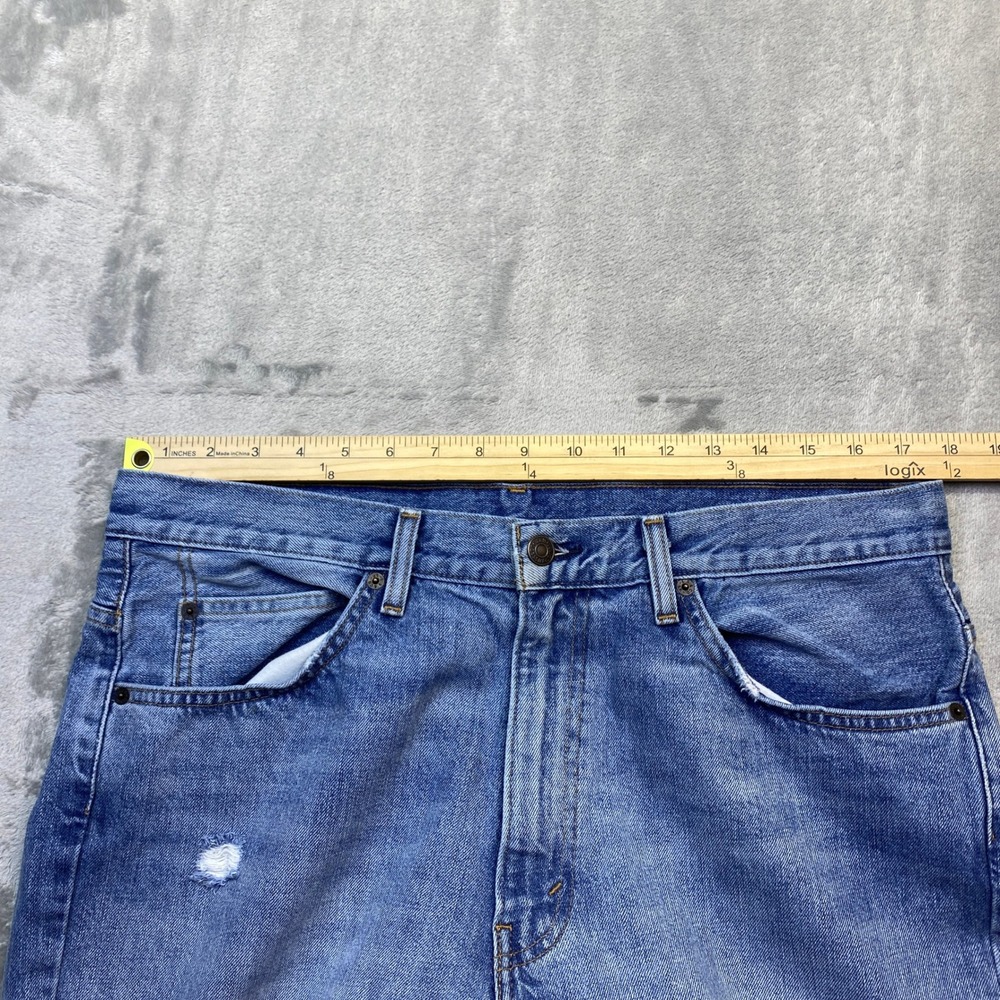 Levi's Orange Tab 517 Denim Bootcut Jeans Frayed Hem Blue Sz 33 Fits 34" - Picture 5 of 12